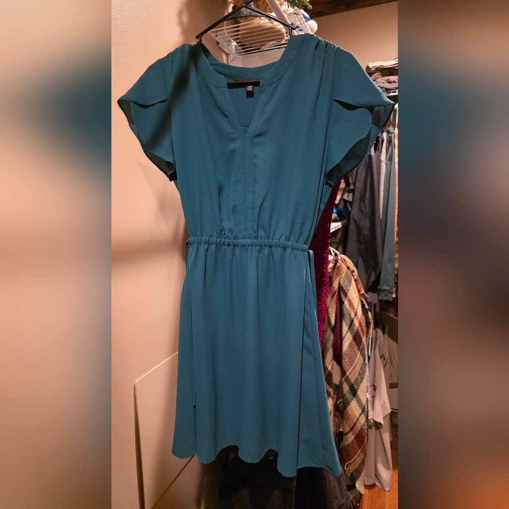 Green Flutter Sleeve Dress